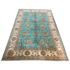 293 x 200 cm Afghan Chobi Teal Blue Hand-Knotted Wool Rug