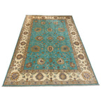 293 x 200 cm Afghan Chobi Teal Blue Hand-Knotted Wool Rug
