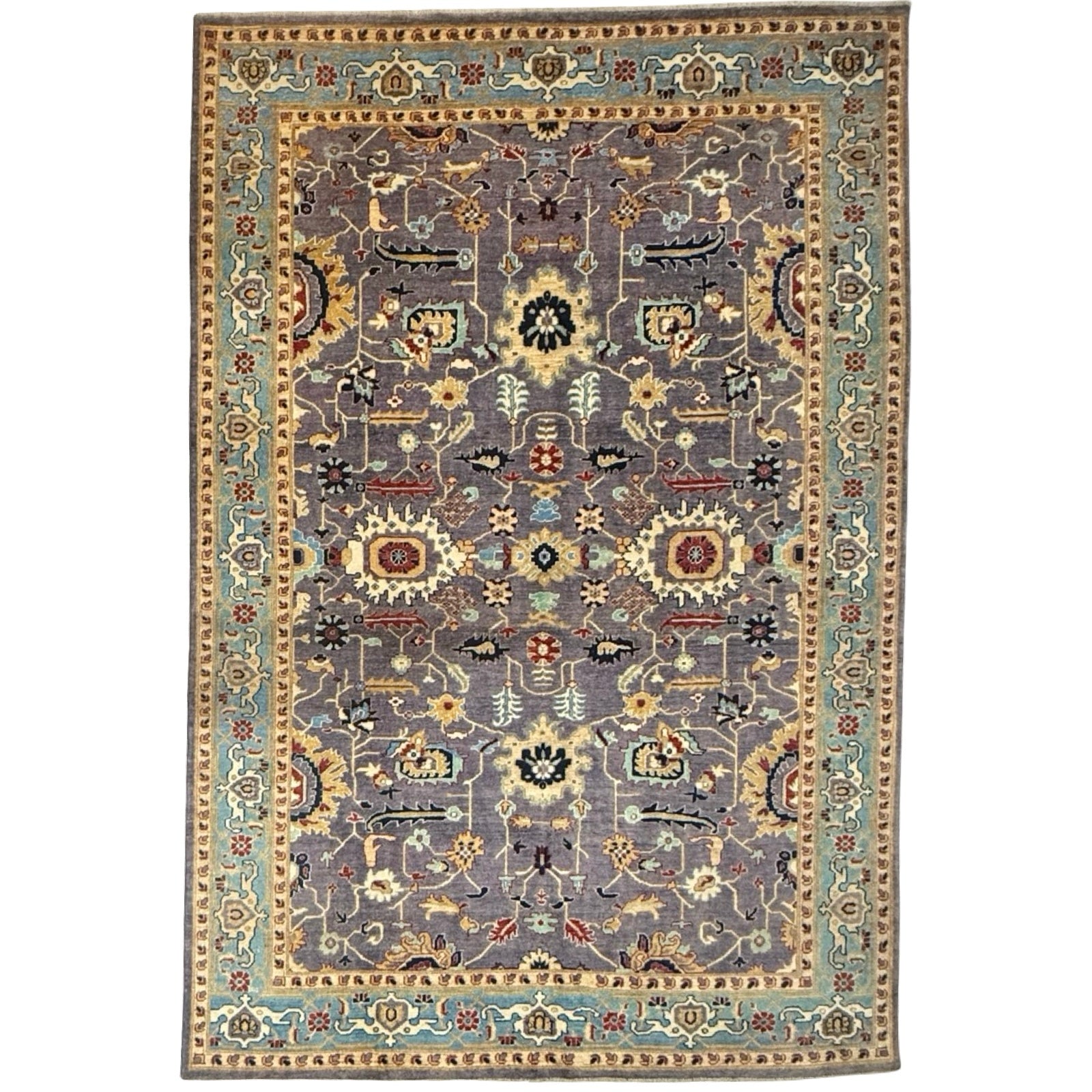 294 x 197 cm Afghan Chobi Veg-Dye Hand-Knotted Wool Rug