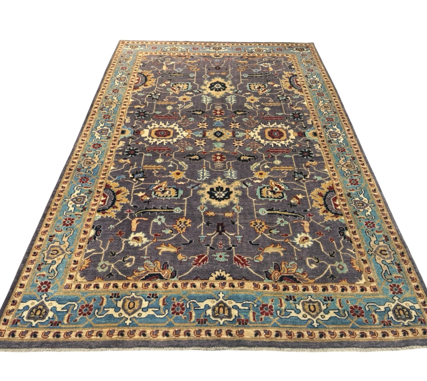 294 x 197 cm Afghan Chobi Veg-Dye Hand-Knotted Wool Rug