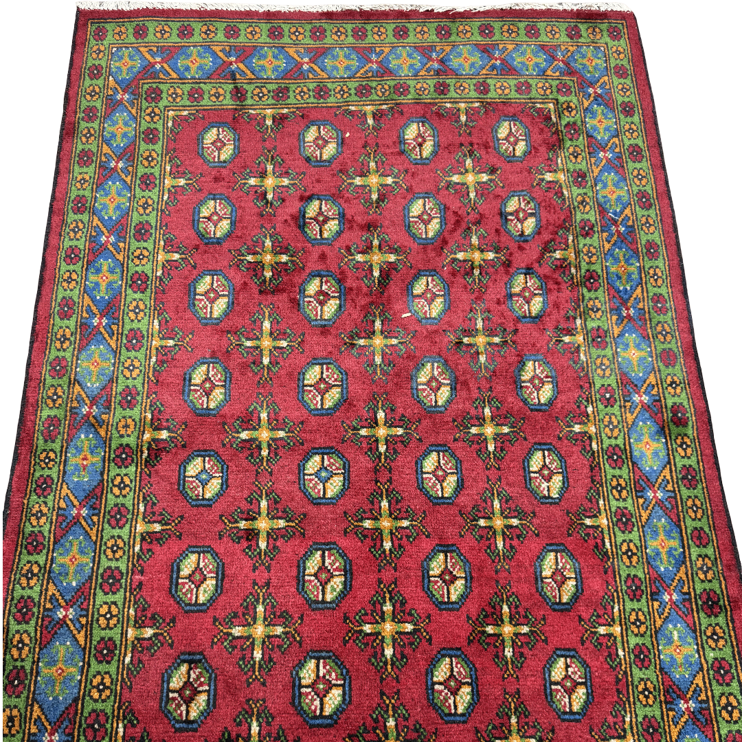 190 x 116 cm Hand-Woven Color Afghan Akche Wool Rug