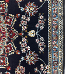 Navy Persian Mashad runner rug detail