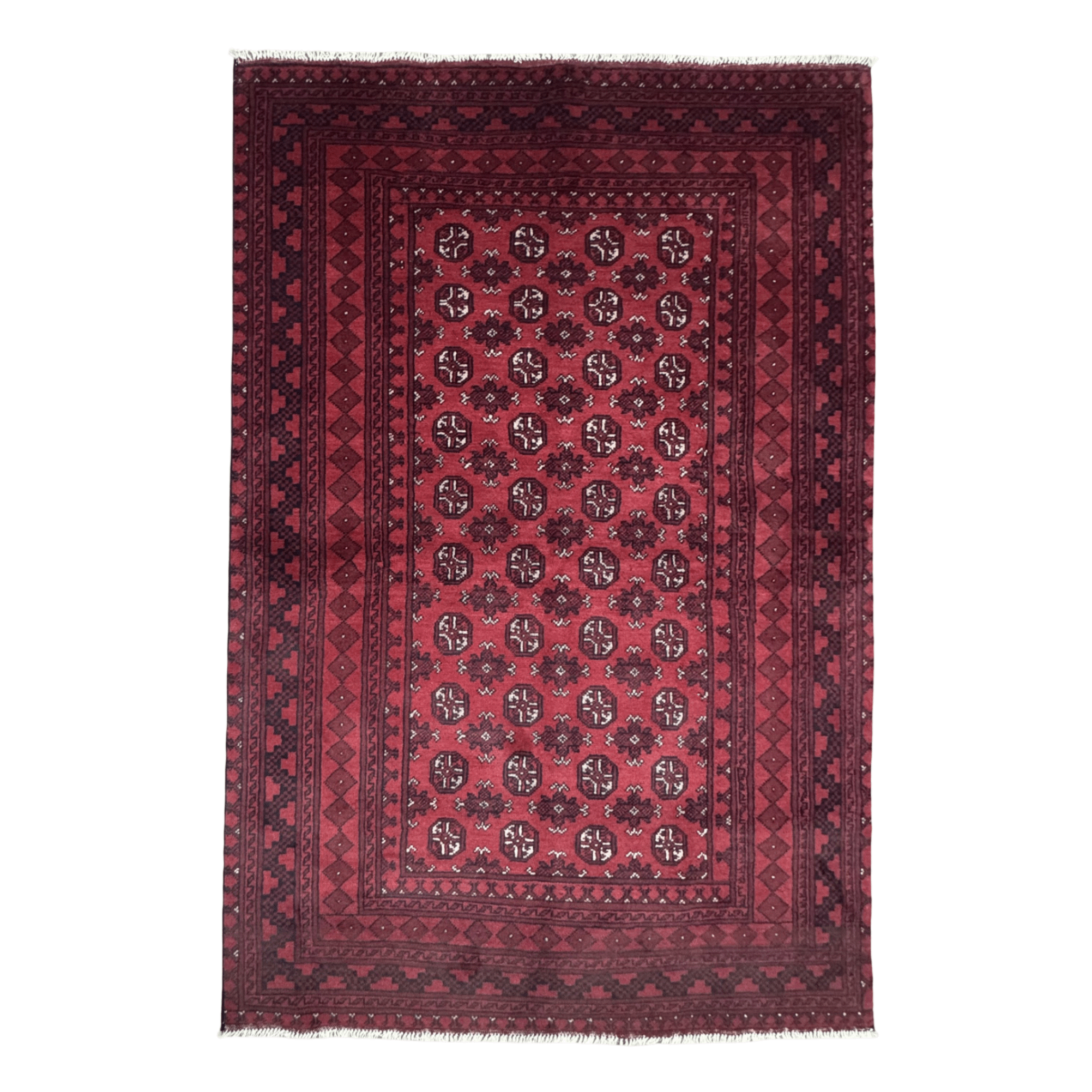 234 x 158 cm Hand-Knotted Afghan Bokhara Akche Rug