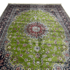 350cm x 250cm Persian Mashad Green Machine Made Rug
