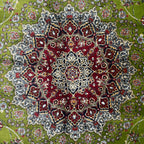 350cm x 250cm Persian Mashad Green Machine Made Rug