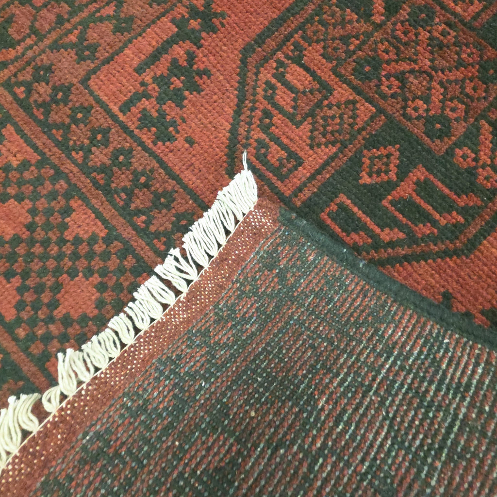 294 x 77 cm Hand-Knotted Red Afghan Akche Runner Rug