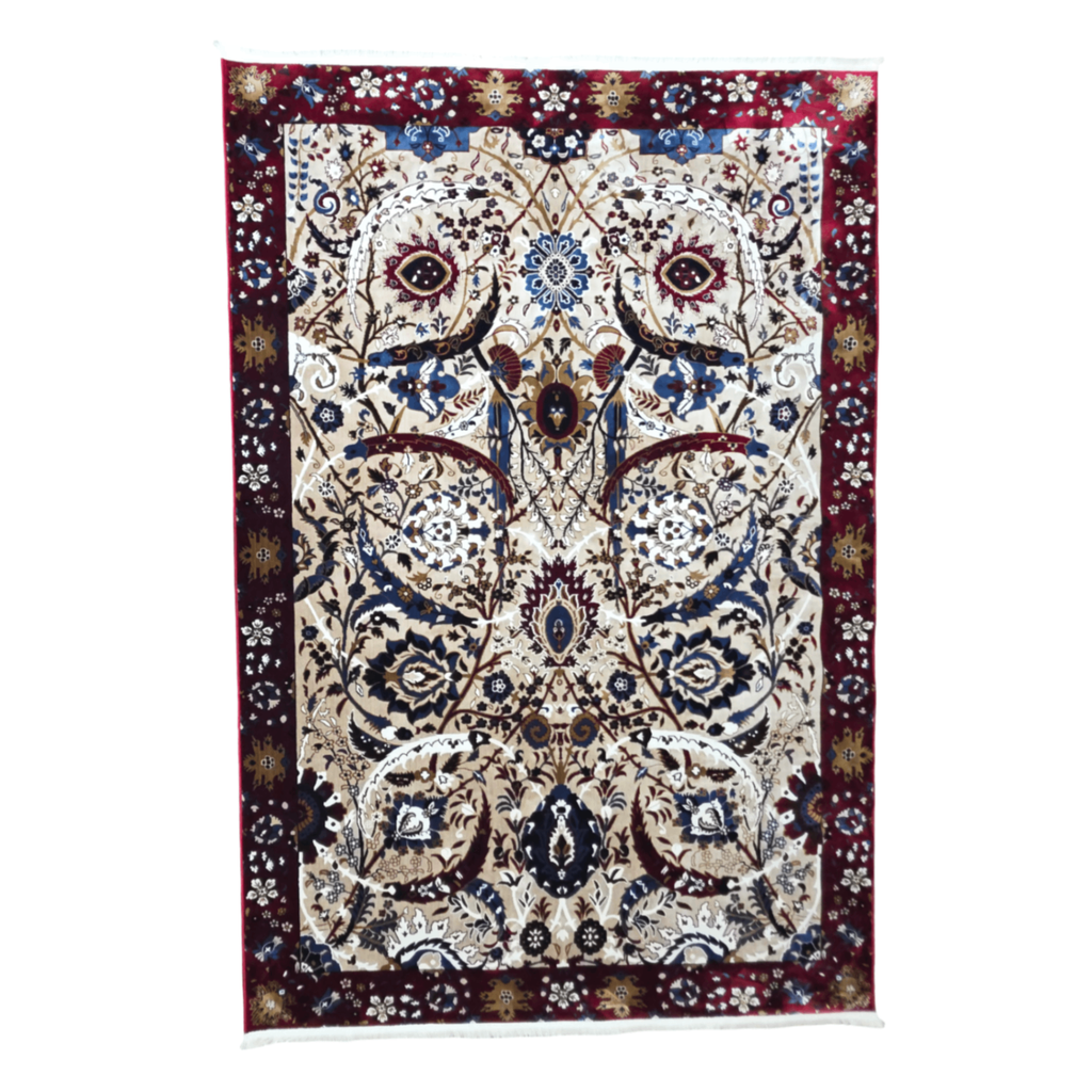 290 x 200 cm Persian Style Sickle Leaf Machine Made Rug in Red & Cream