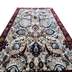 Red and cream sickle leaf rug detail