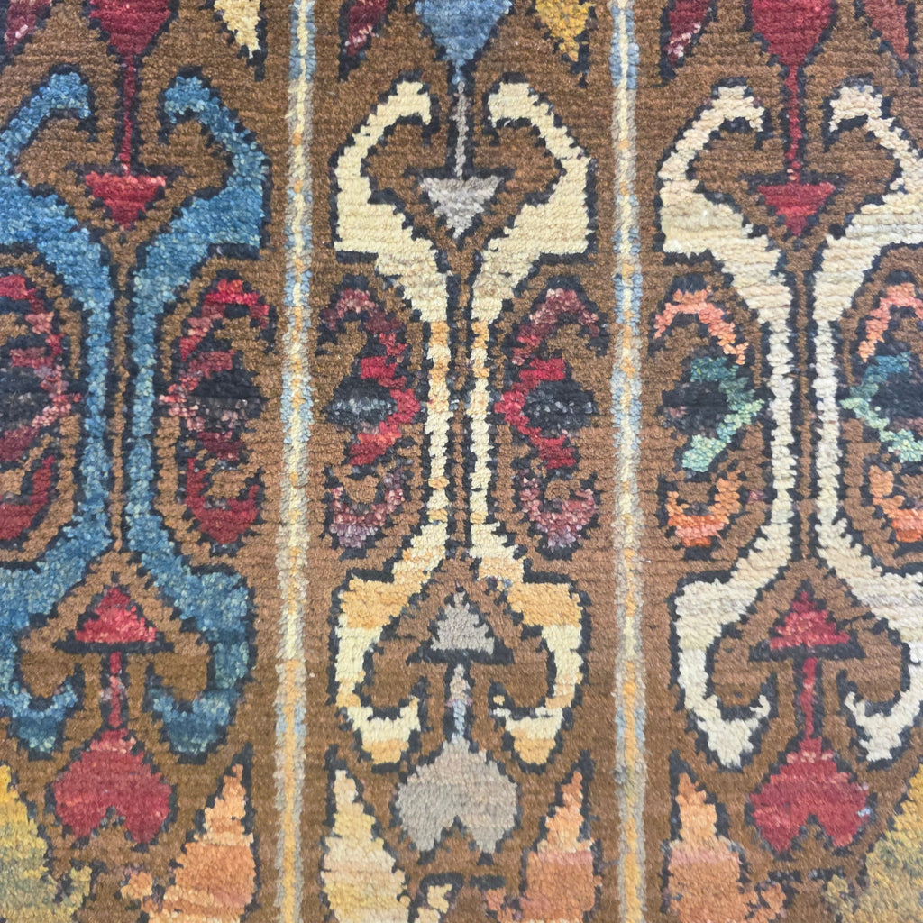 60 x 40 cm Afghan Chobi Hand-Knotted Wool Rug in Dark Brown