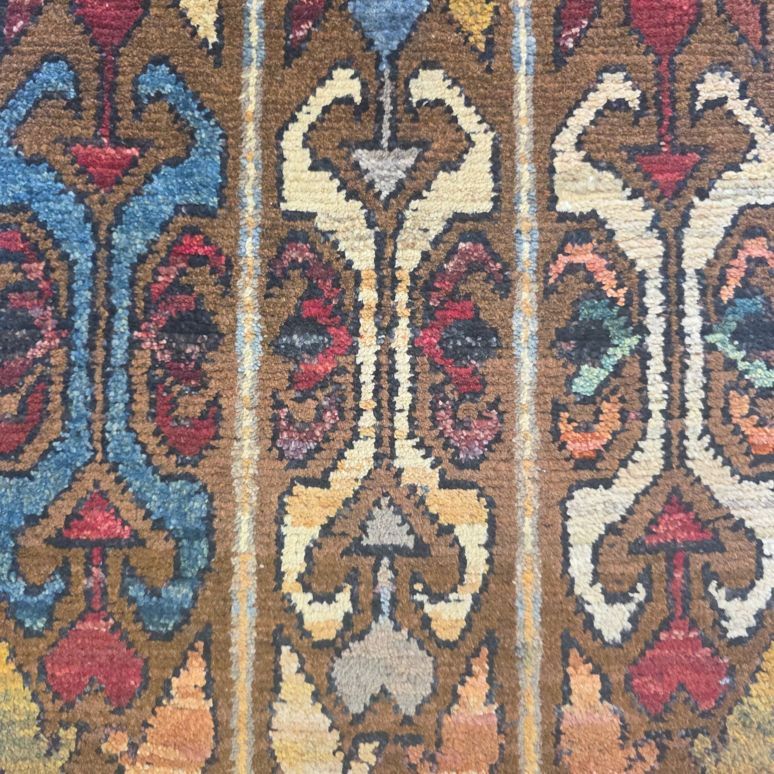 60 x 40 cm Afghan Chobi Hand-Knotted Wool Rug in Dark Brown