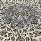 400 x 285 cm Hand Knotted Persian Kashan – Grey Ivory Wool Rug