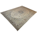 400 x 285 cm Hand Knotted Persian Kashan – Grey Ivory Wool Rug