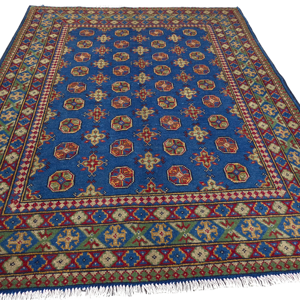 193 x 150 cm Hand-Woven Color Afghan Akche Wool Rug
