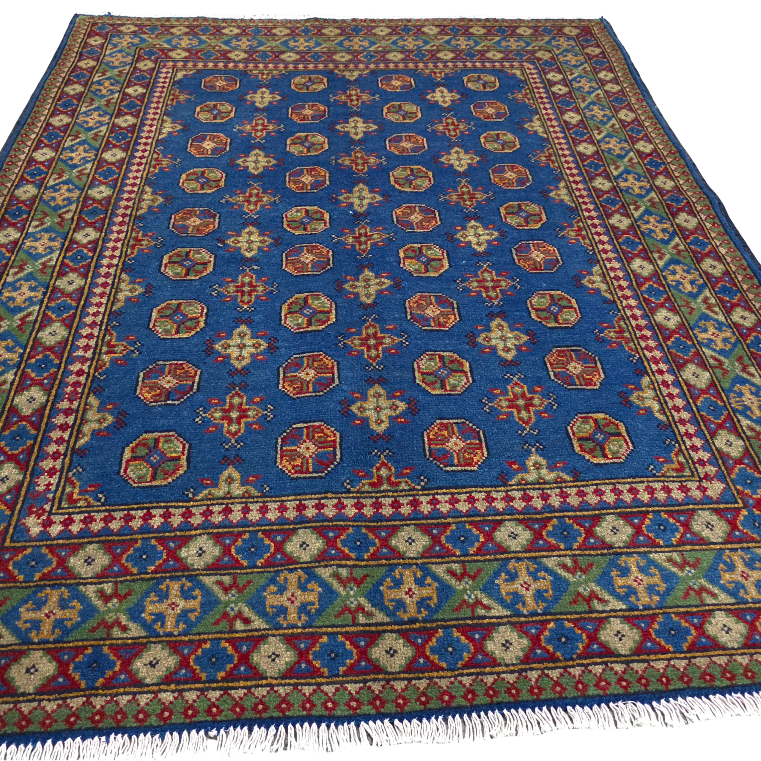 193 x 150 cm Hand-Woven Color Afghan Akche Wool Rug