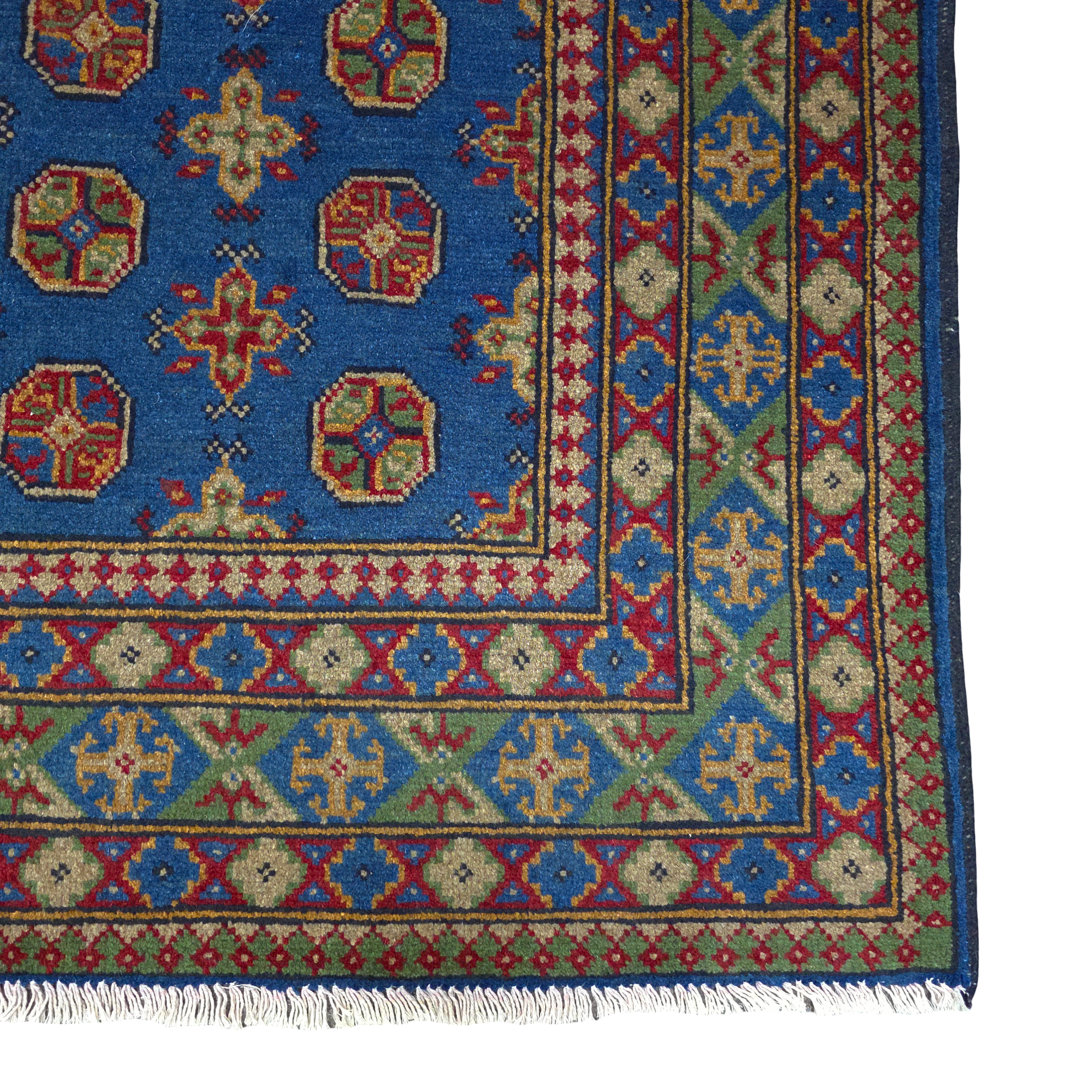 193 x 150 cm Hand-Woven Color Afghan Akche Wool Rug