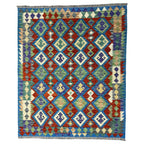 194 x 160 cm Hand-Woven Afghan Kilim Rug – Wool Flatweave