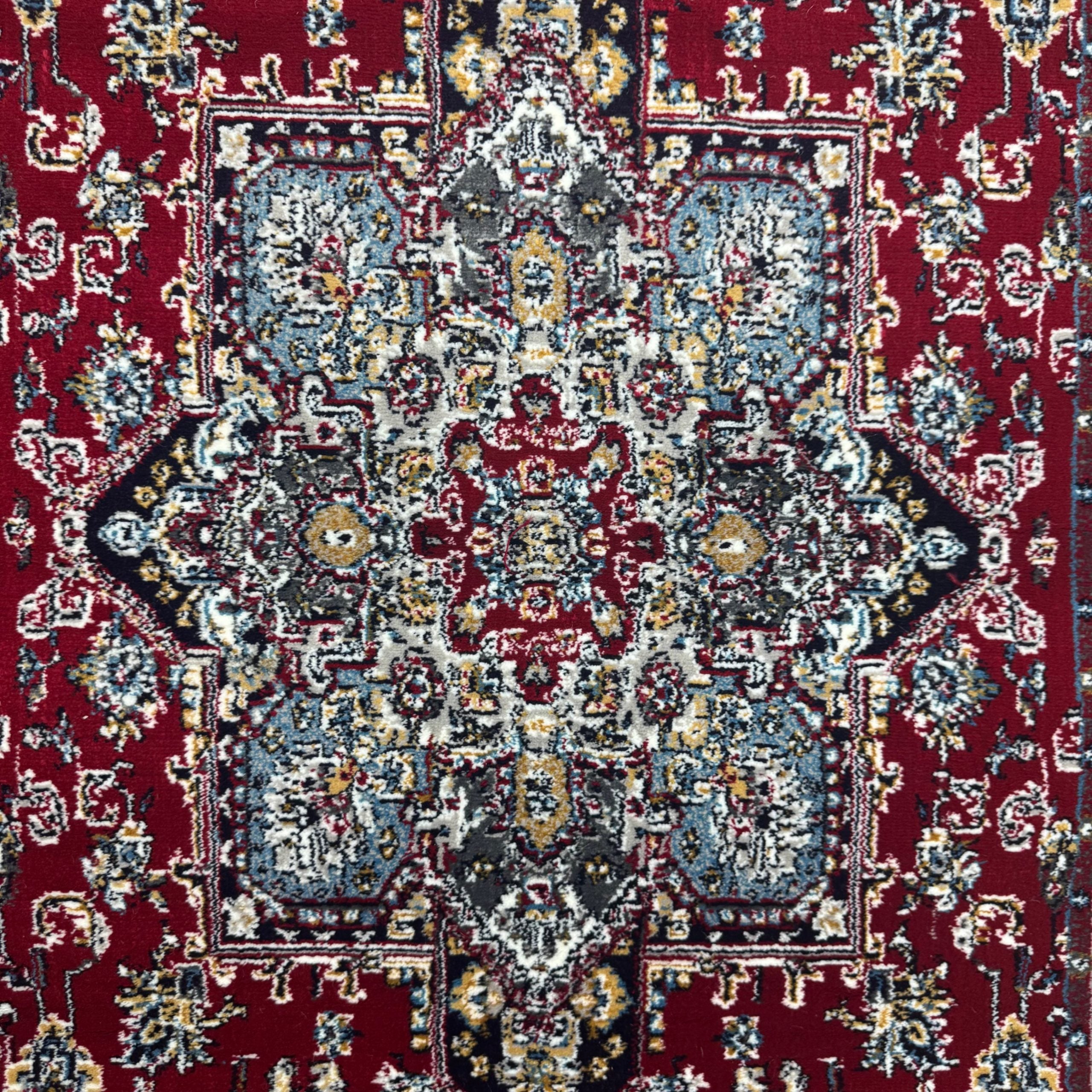 Maroon Persian design runner rug detail