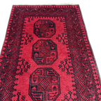 202 x 108 cm Hand-Woven Red Afghan Akche Runner Rug