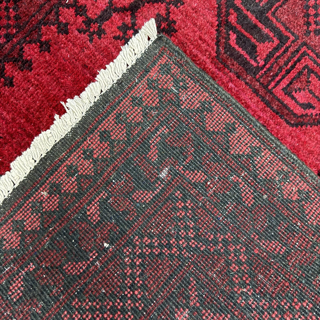 202 x 108 cm Hand-Woven Red Afghan Akche Runner Rug