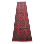 292 x 75 cm Hand-Knotted Red Afghan Akche Runner Rug