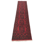 292 x 75 cm Hand-Knotted Red Afghan Akche Runner Rug