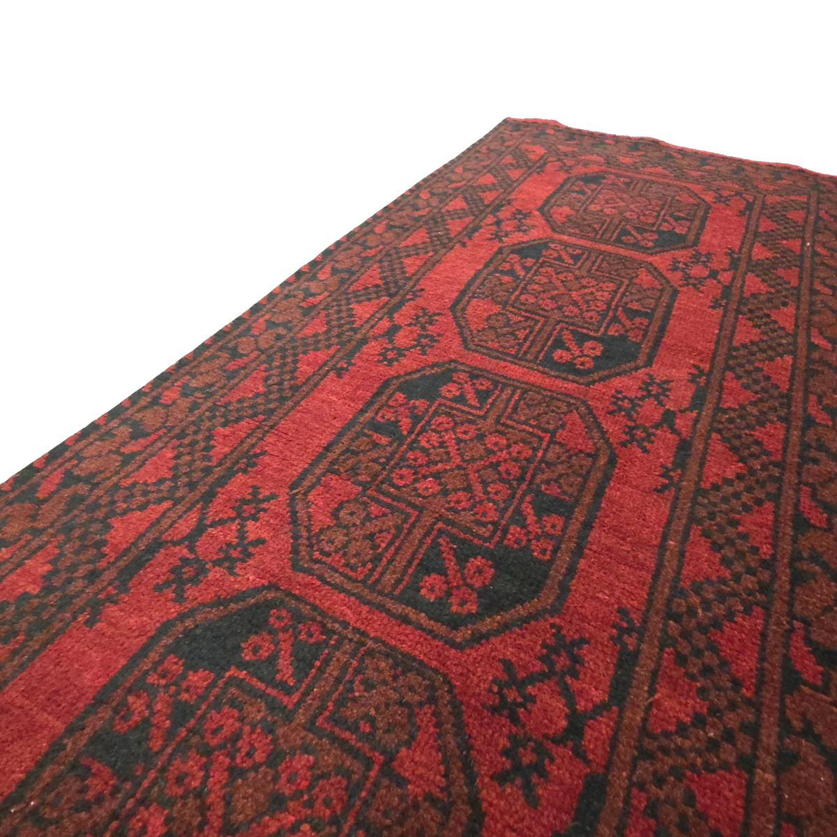 292 x 75 cm Hand-Knotted Red Afghan Akche Runner Rug