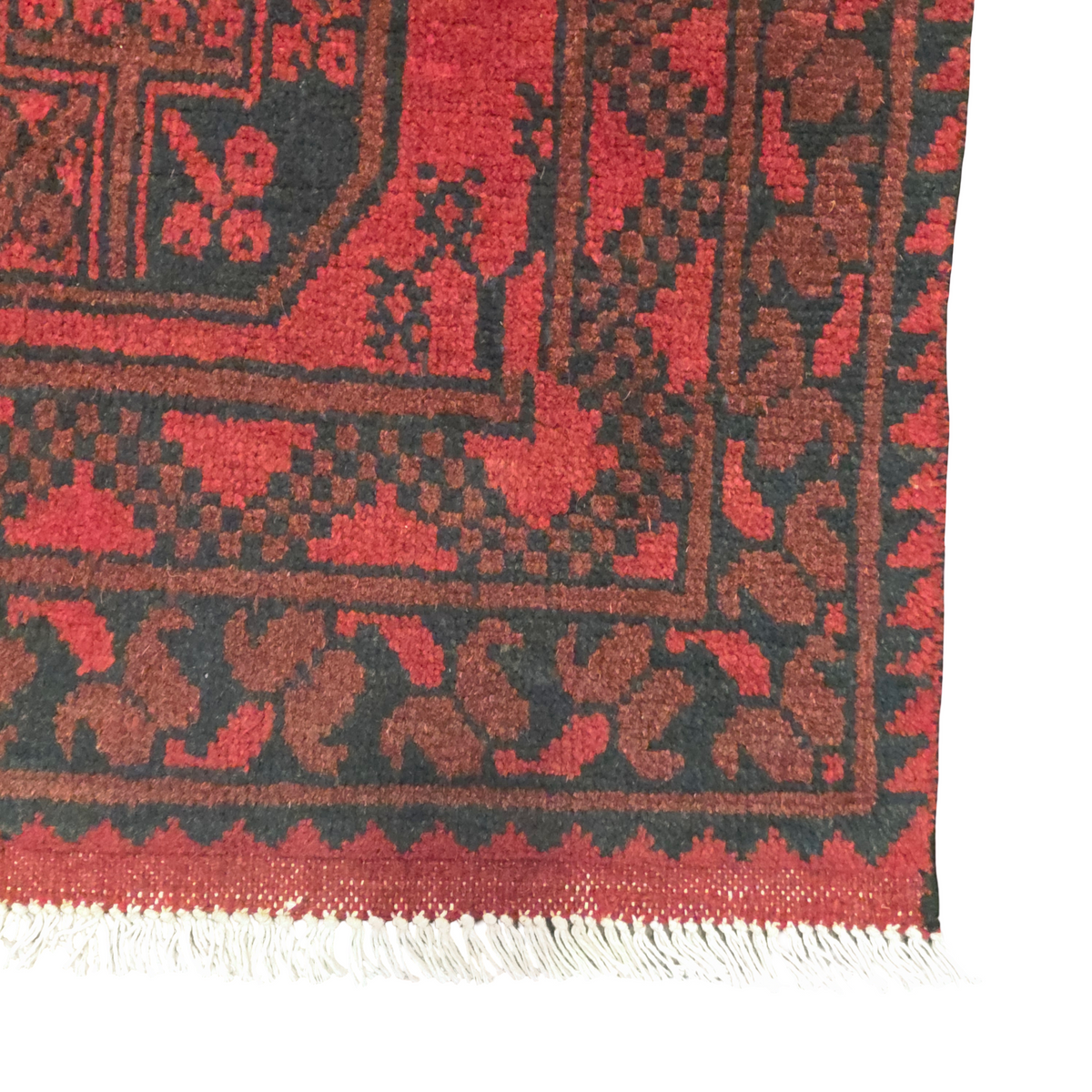 292 x 75 cm Hand-Knotted Red Afghan Akche Runner Rug