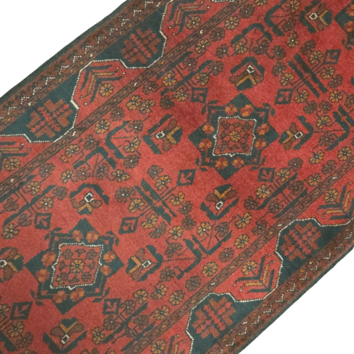 299 x 80 cm Hand Knotted Afghan Turkmen Wool Runner Rug