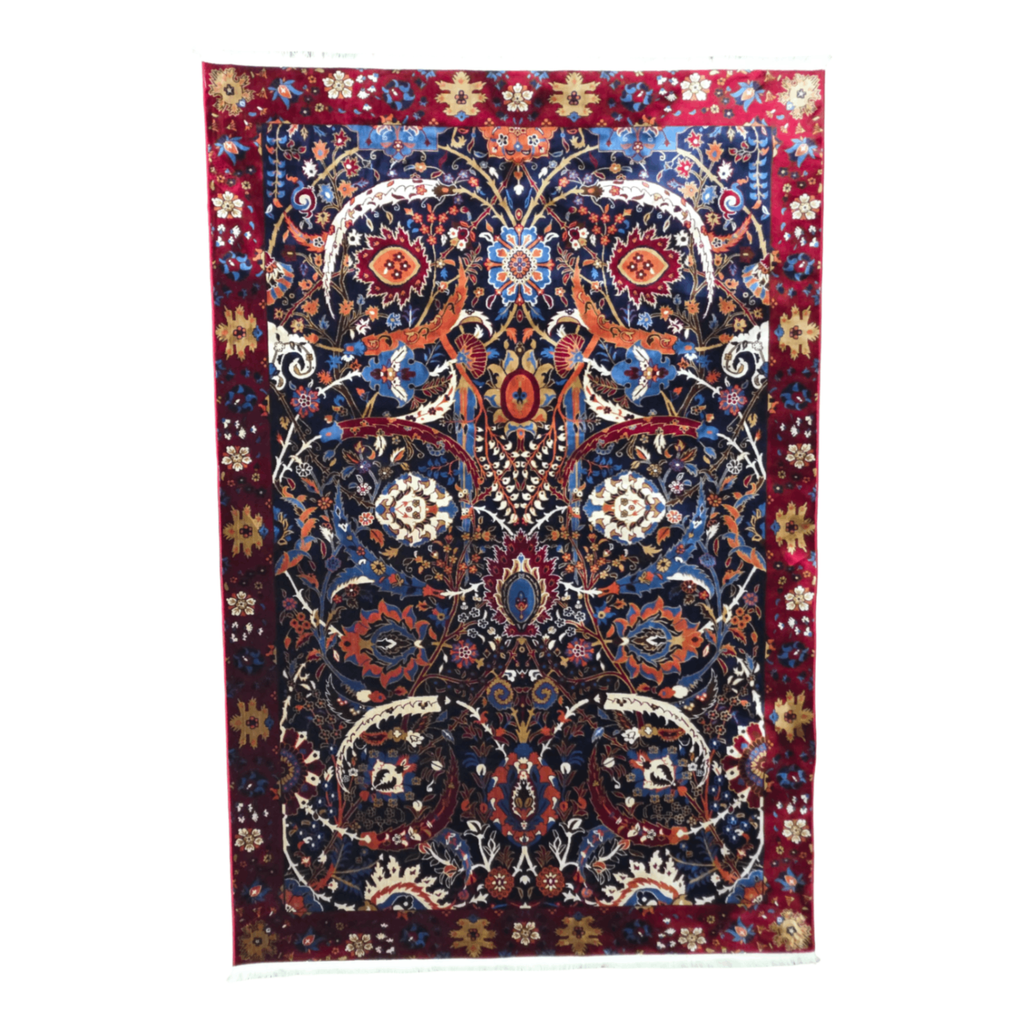 290 x 200 cm Persian Style Sickle Leaf Machine Made Rug in Red & Navy