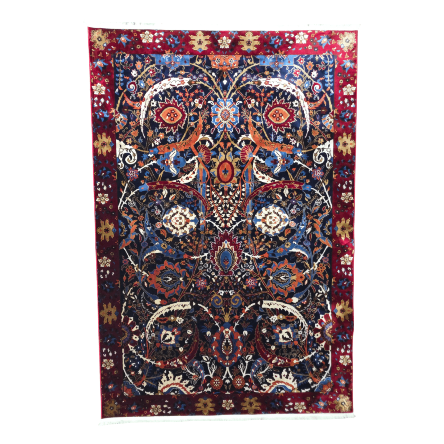 290 x 200 cm Persian Style Sickle Leaf Machine Made Rug in Red & Navy