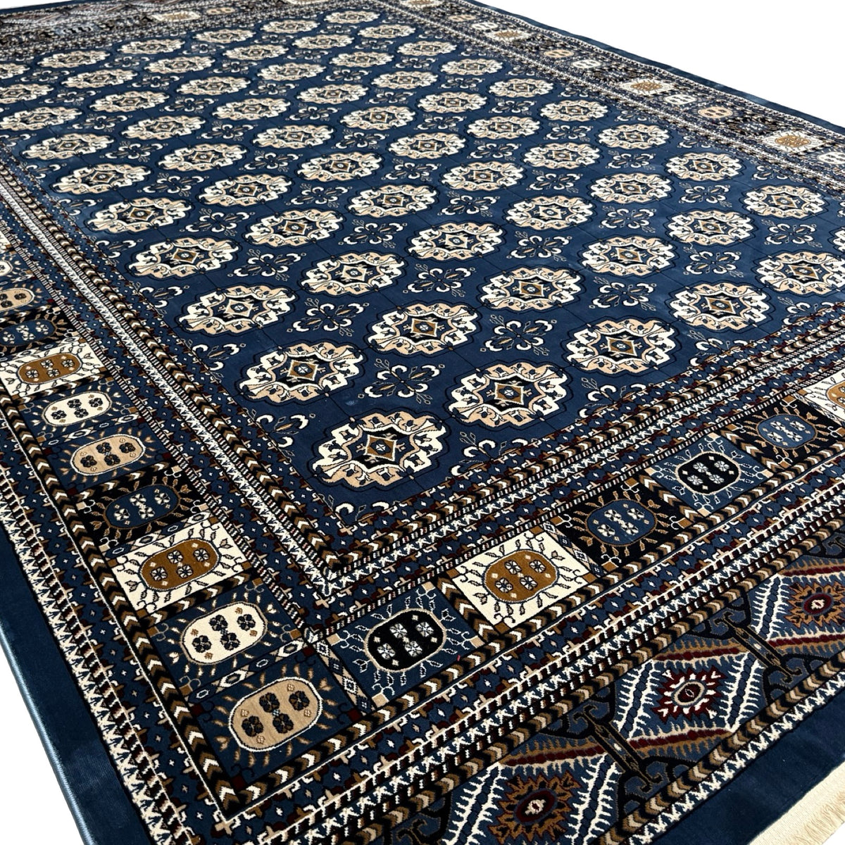 400 x 300 cm Blue Bokhara Design Machine-Made Rug