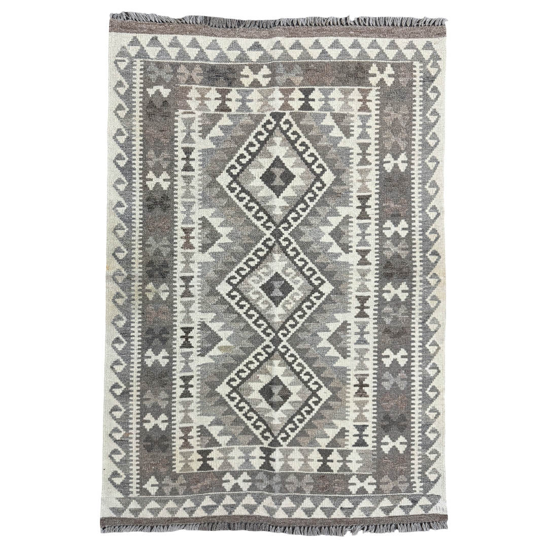 150 x 100 cm Hand-Woven Afghan Kilim Rug – Wool Flatweave