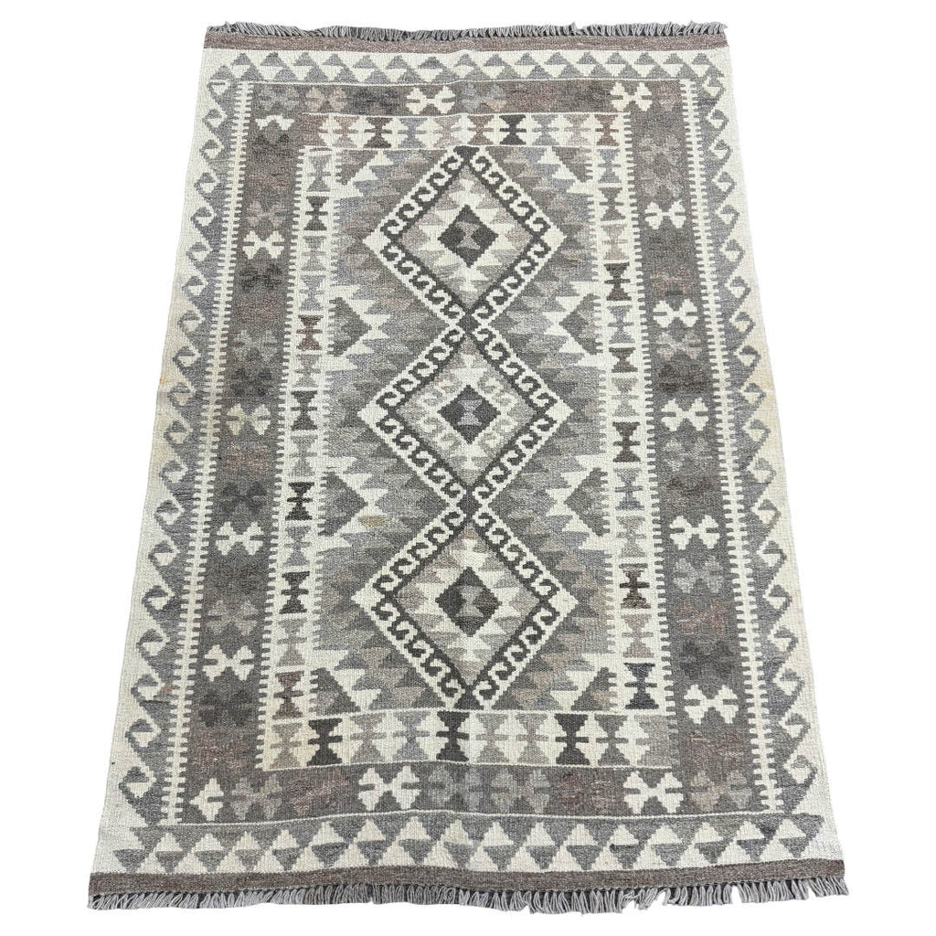 150 x 100 cm Hand-Woven Afghan Kilim Rug – Wool Flatweave