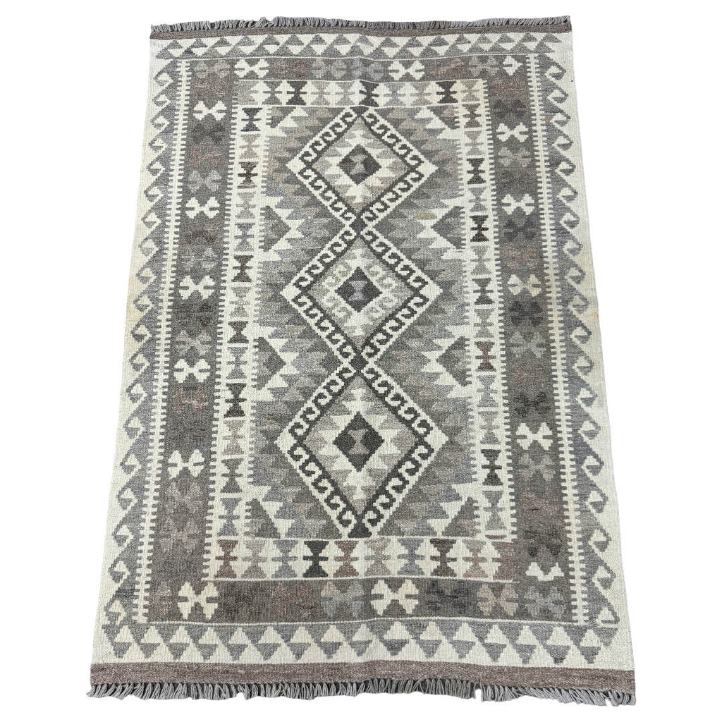150 x 100 cm Hand-Woven Afghan Kilim Rug – Wool Flatweave