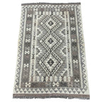 150 x 100 cm Hand-Woven Afghan Kilim Rug – Wool Flatweave