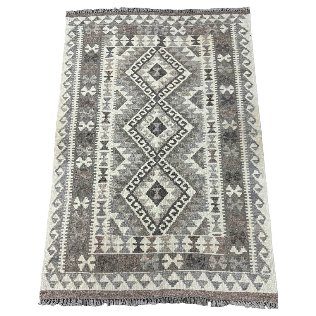 150 x 100 cm Hand-Woven Afghan Kilim Rug – Wool Flatweave