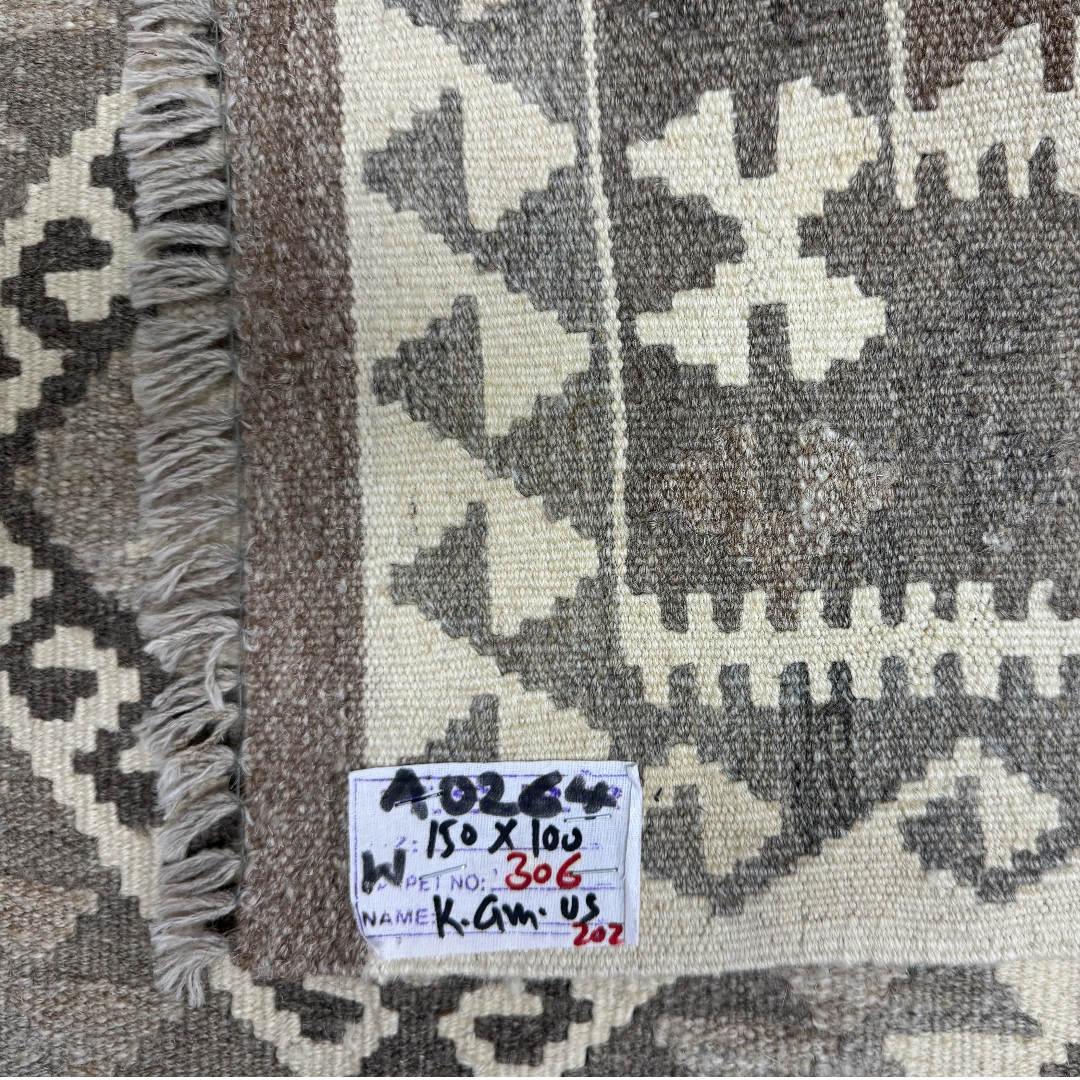 150 x 100 cm Hand-Woven Afghan Kilim Rug – Wool Flatweave