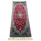 Red Persian Mashad runner rug detail
