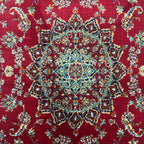 Red Persian Mashad runner rug detail