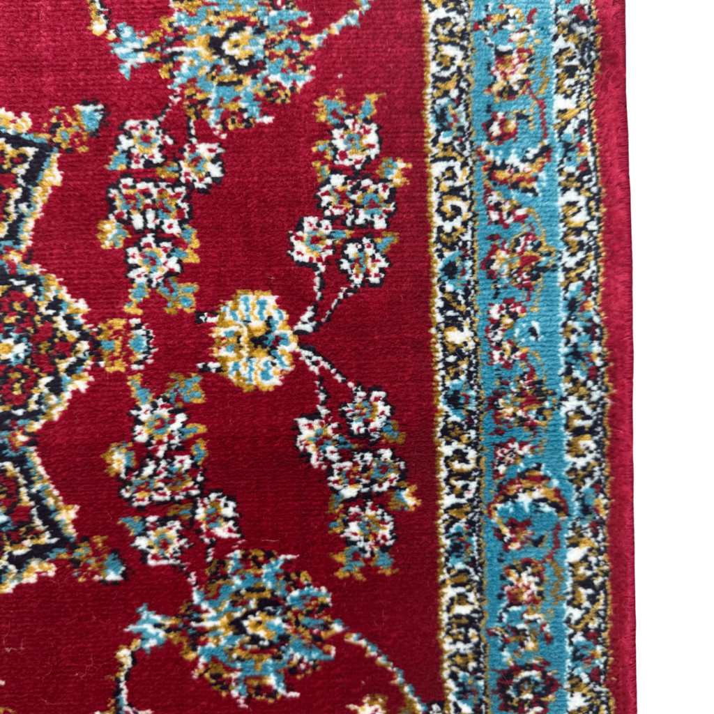 Red Persian Mashad runner rug detail