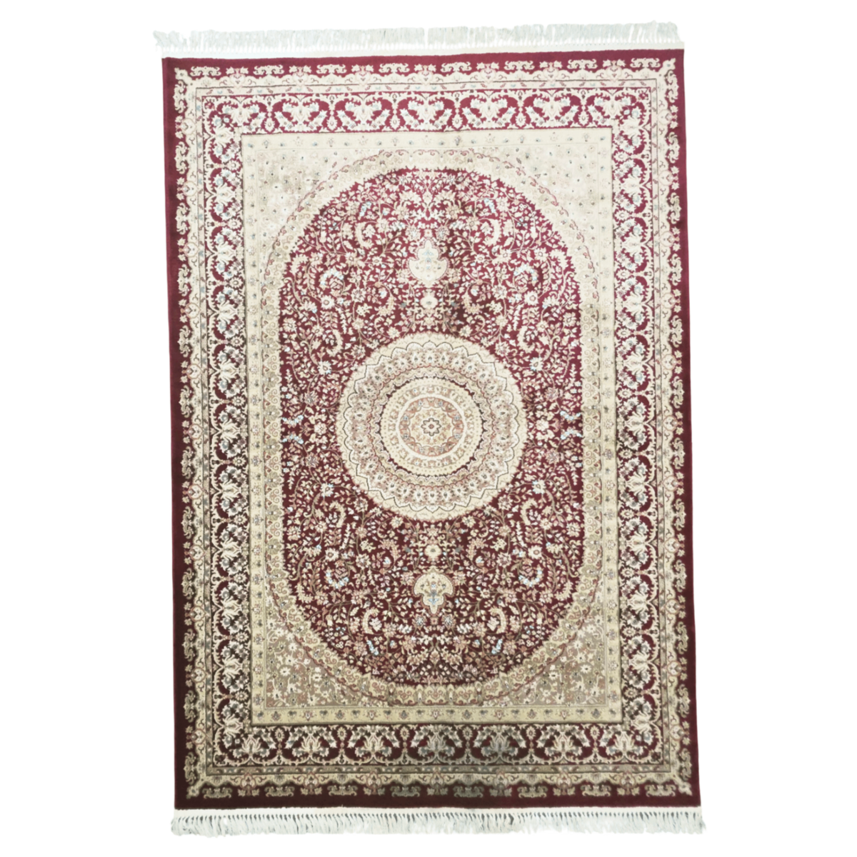 230 x 160 cm Persian Floral Beige and Red Design Machine Made Rug