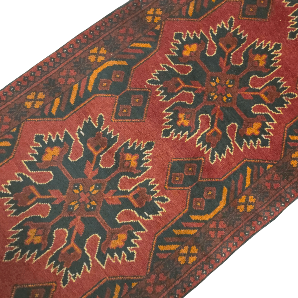 288 x 77 cm Hand Knotted Afghan Turkmen Wool Runner Rug