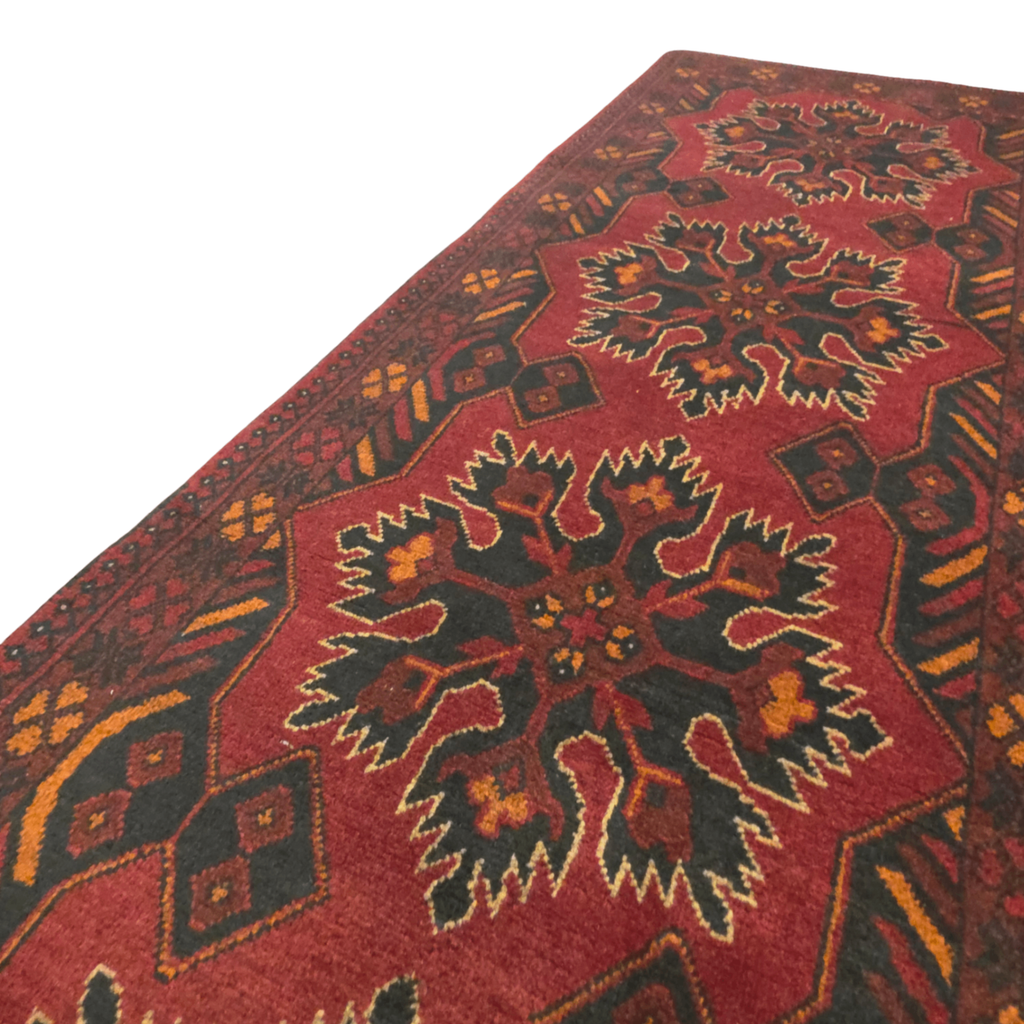 288 x 77 cm Hand Knotted Afghan Turkmen Wool Runner Rug