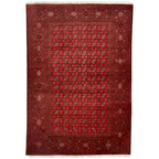 287 x 194 cm Hand-Knotted Red Afghan Wool Akche Rug