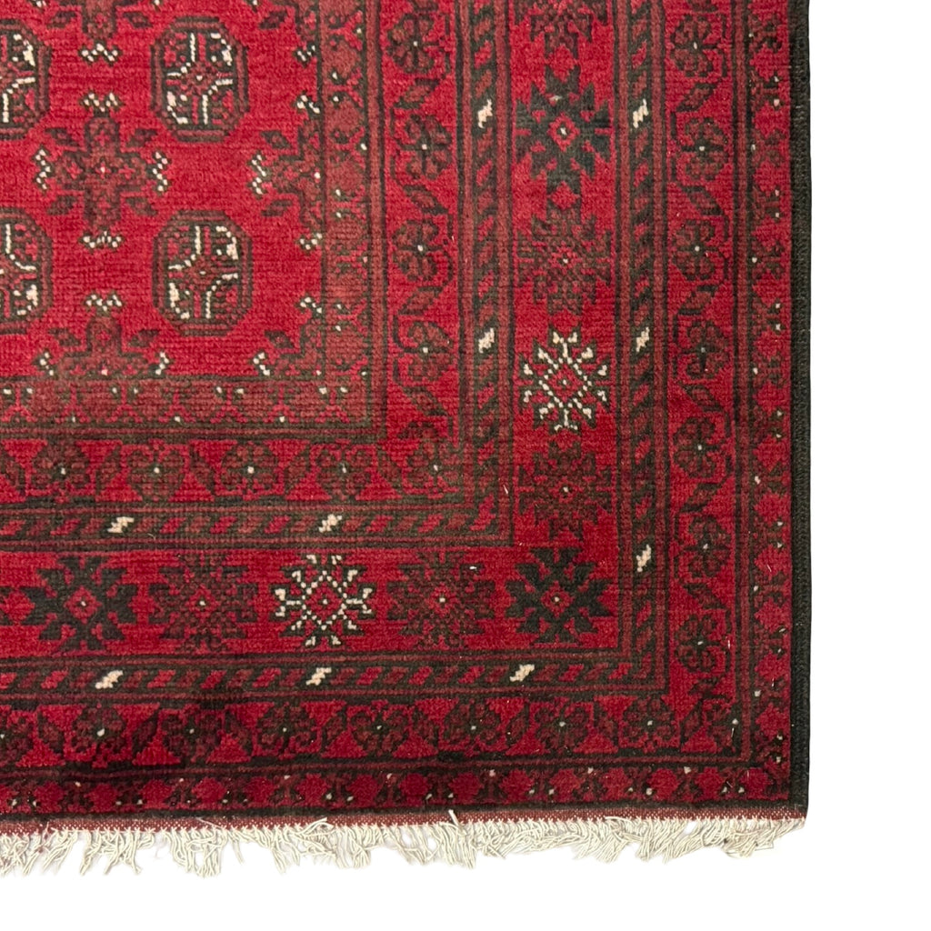 287 x 194 cm Hand-Knotted Red Afghan Wool Akche Rug