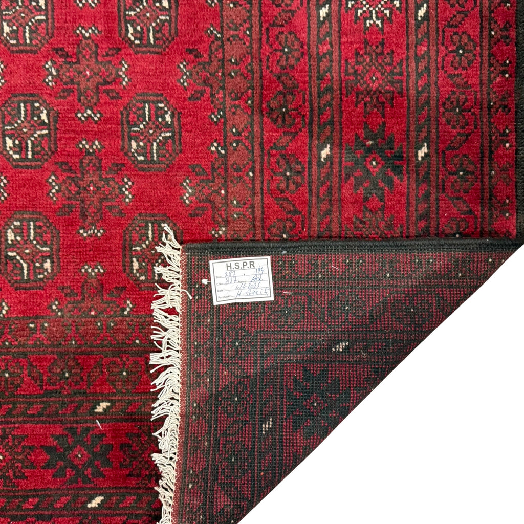 287 x 194 cm Hand-Knotted Red Afghan Wool Akche Rug