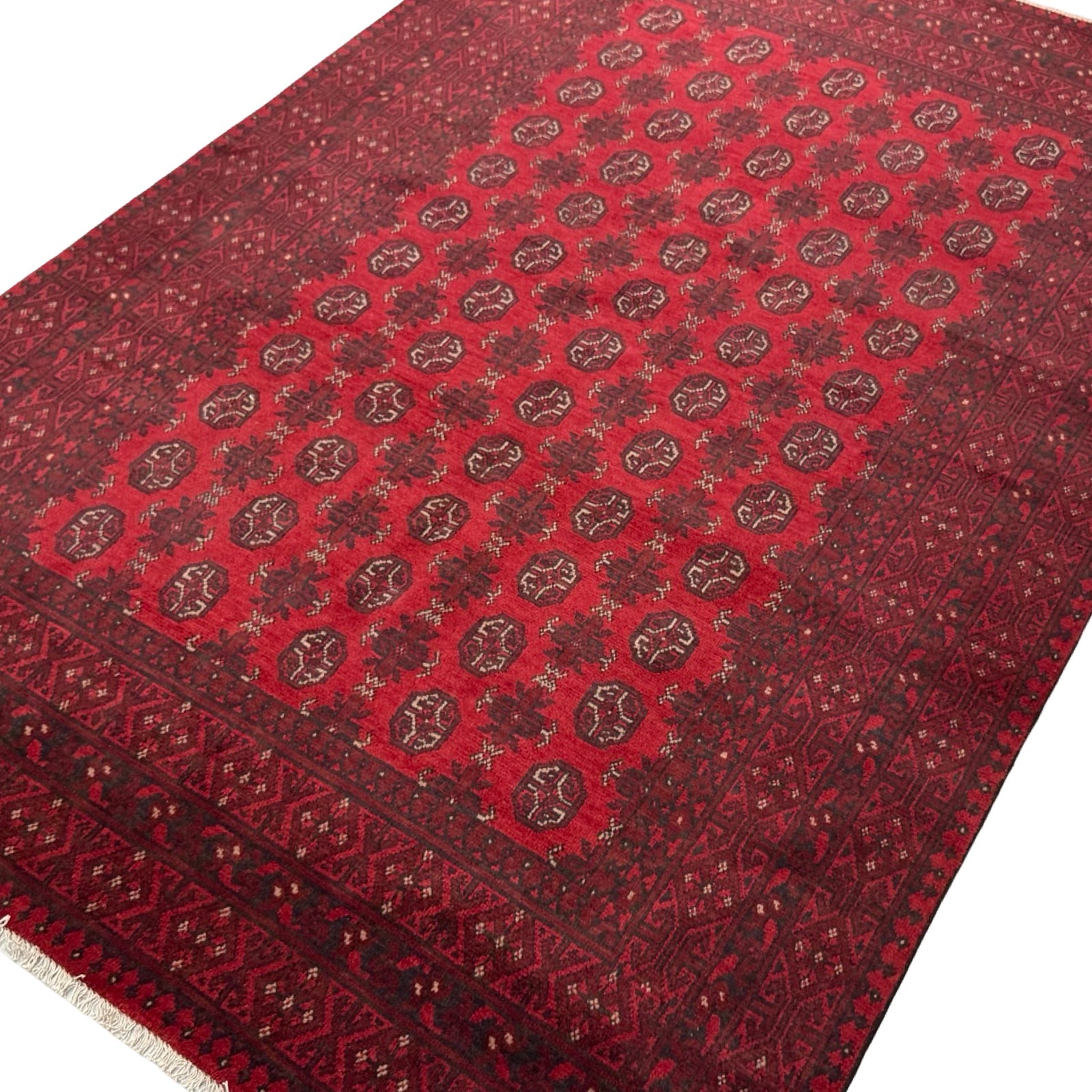 288 x 190 cm Hand-Knotted Afghan Akche Bokhara Rug