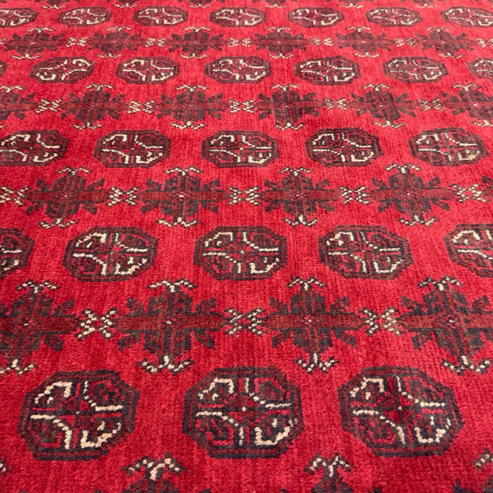 288 x 190 cm Hand-Knotted Afghan Akche Bokhara Rug