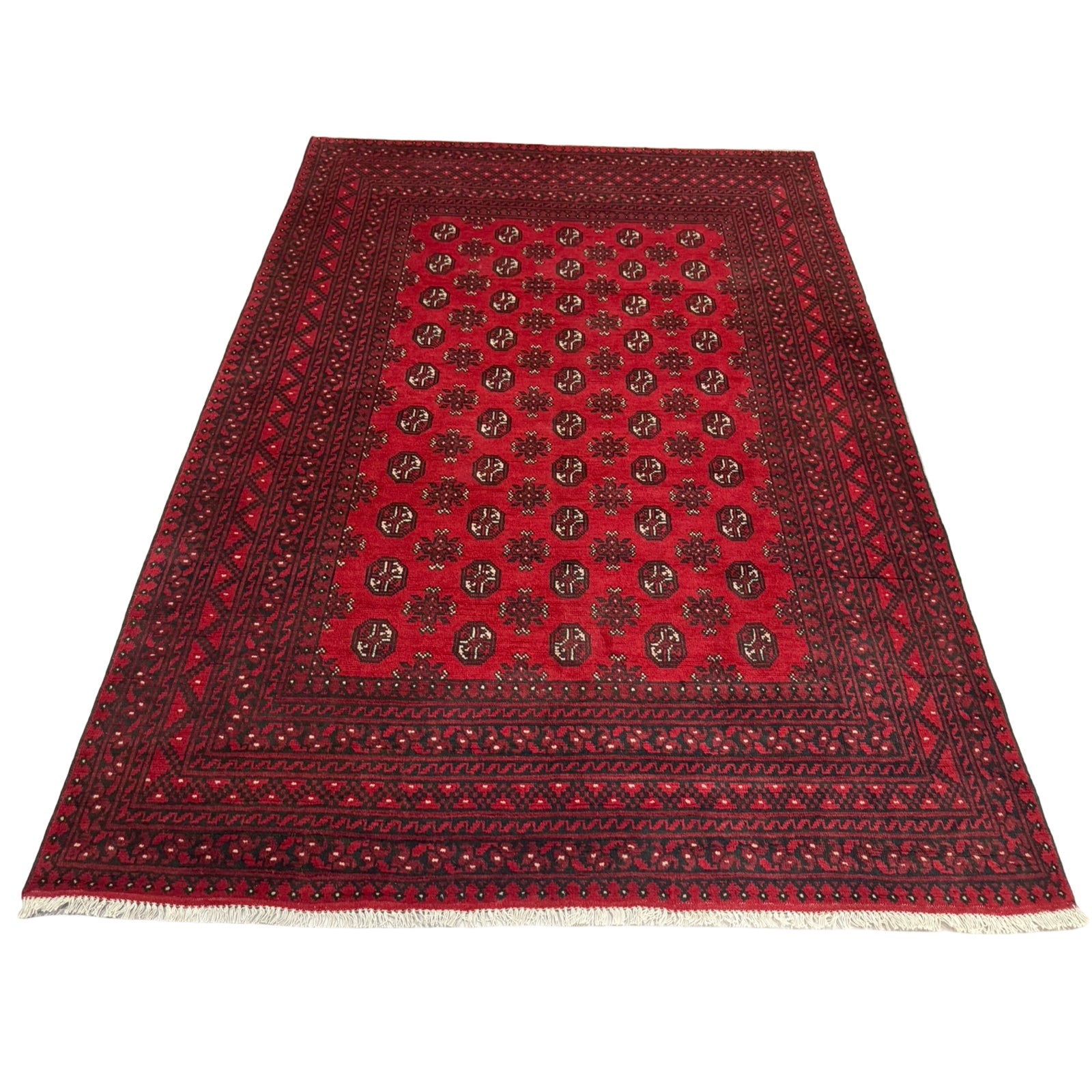 291 x 199 cm Hand-Knotted Afghan Akche Bokhara Rug