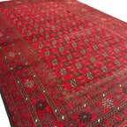287 x 194 cm Hand-Knotted Red Afghan Wool Akche Rug